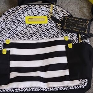 Betsey Johnson Polka Dot and Striped Backpack Purse